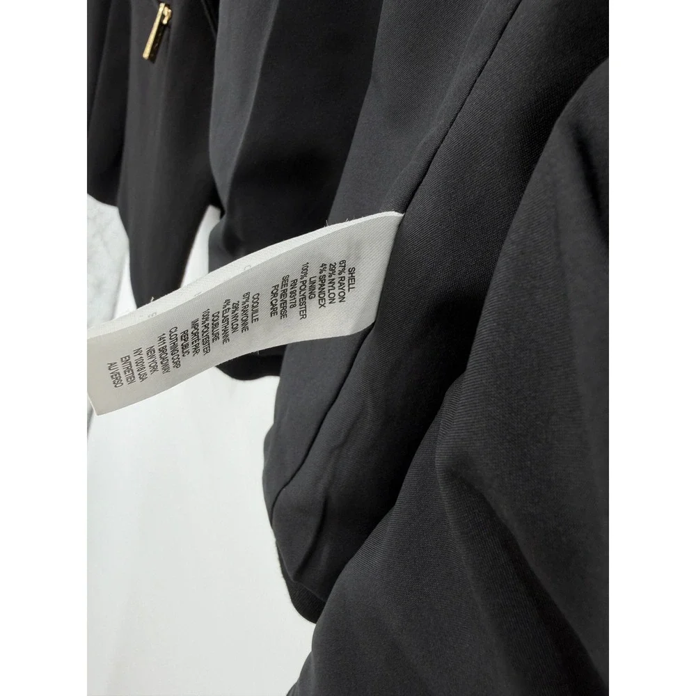 Tahari Women's Black Blazer Size 10 Gold Zip Pockets NWT $98